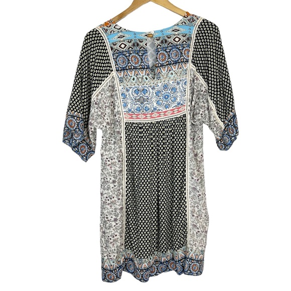 EUC Sundance Multi Patch Print Boho Peasant Dress - Picture 5 of 10